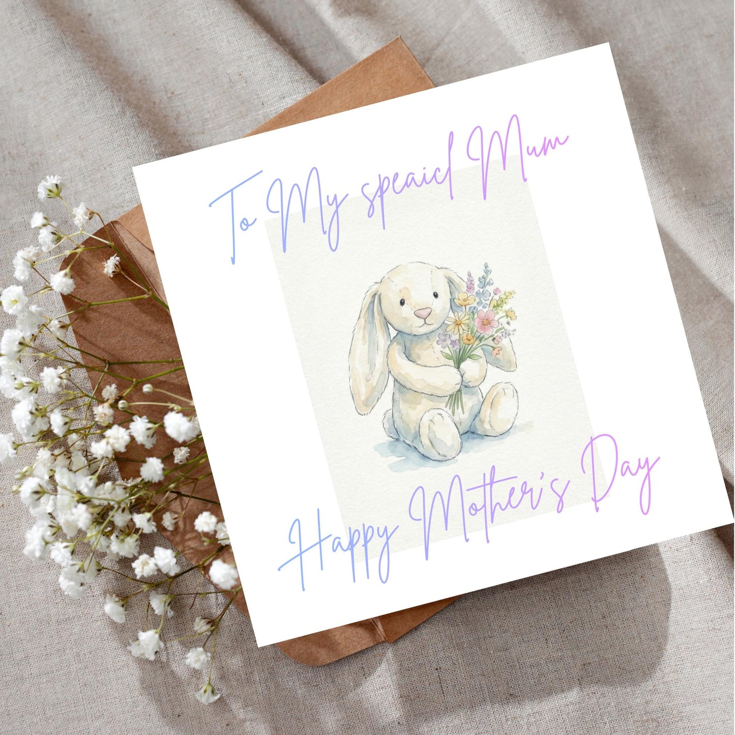 Silver Foiled Mother’s Day, Handwritten Style, Greeting for Mum Cardstock, Animal Lover
