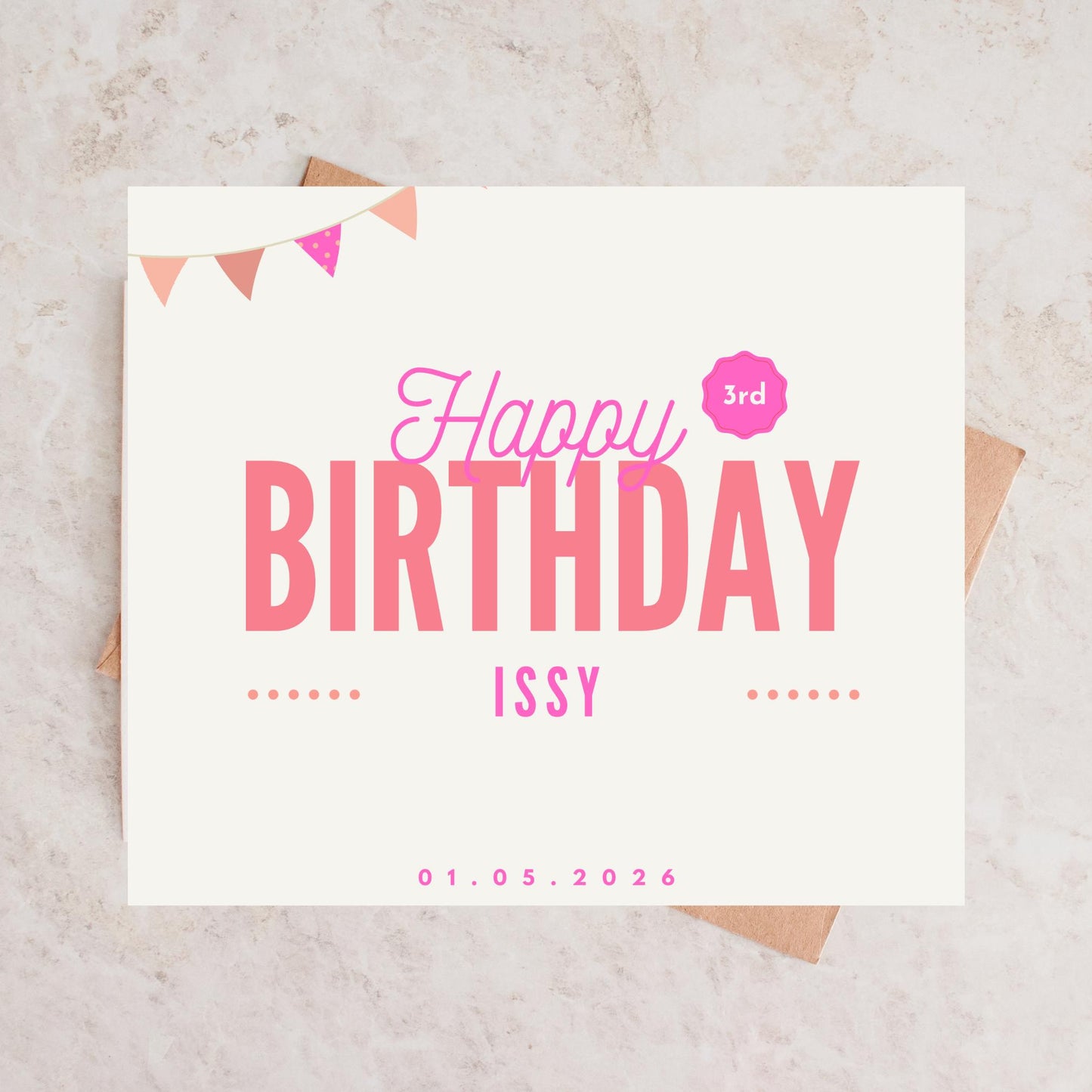 Personalized Birthday Card – Bunting Party Design