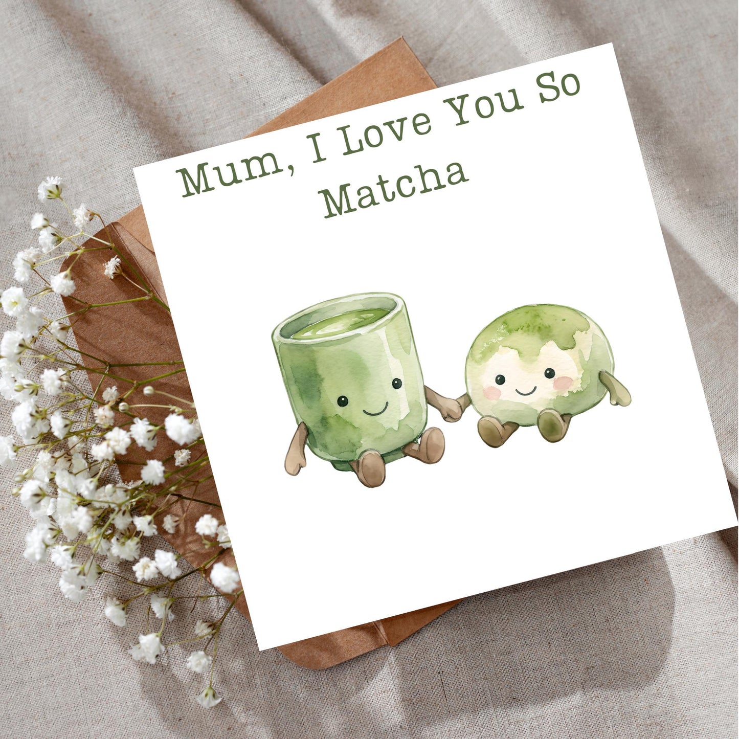 Matcha Mom Card, Watercolor Tea Lover's Greeting Card