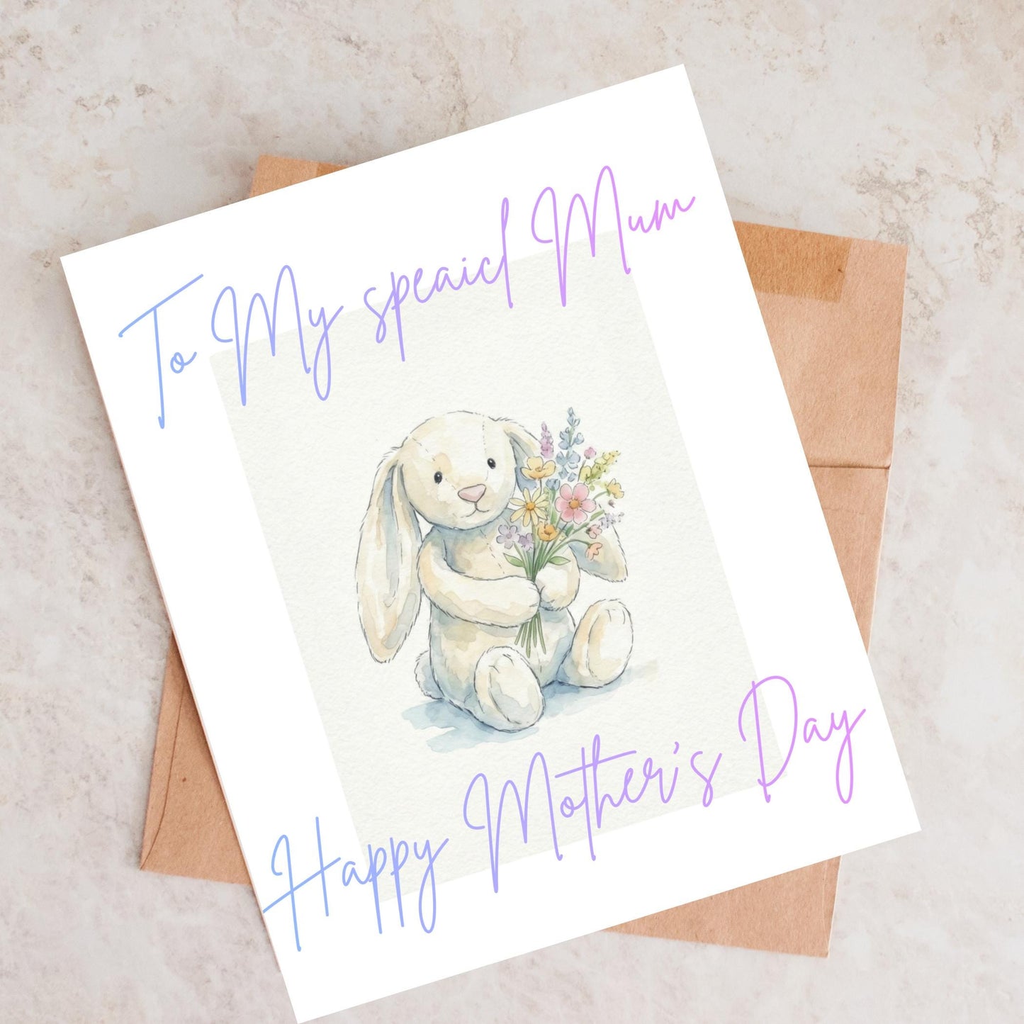 Silver Foiled Mother’s Day, Handwritten Style, Greeting for Mum Cardstock, Animal Lover