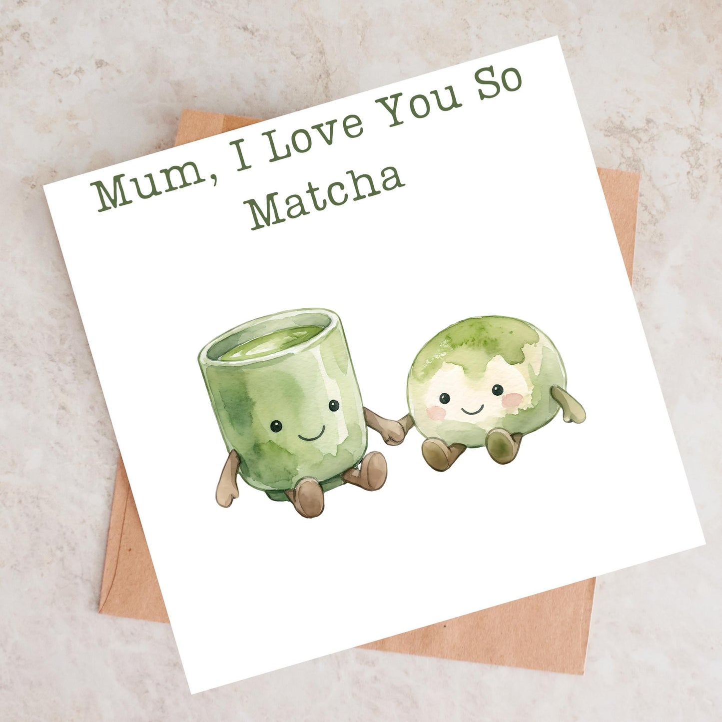 Matcha Mom Card, Watercolor Tea Lover's Greeting Card