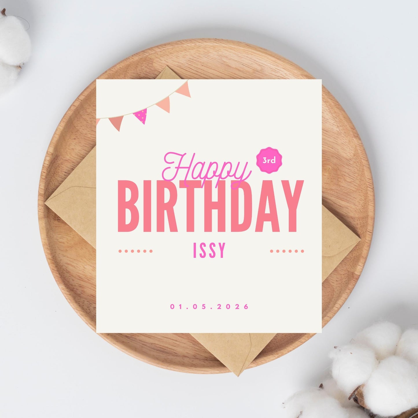 Personalized Birthday Card – Bunting Party Design