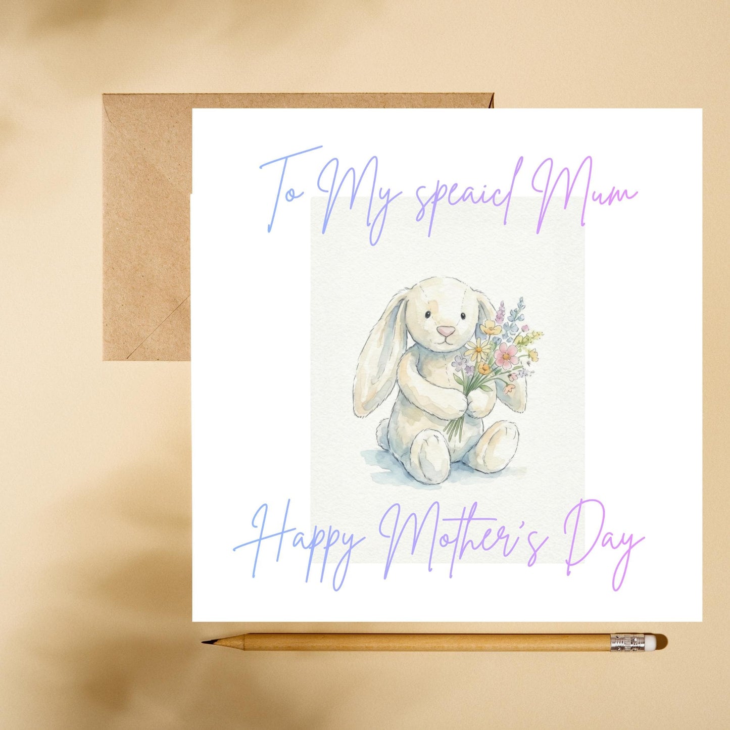 Silver Foiled Mother’s Day, Handwritten Style, Greeting for Mum Cardstock, Animal Lover