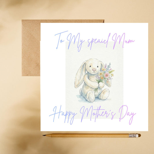 Silver Foiled Mother’s Day, Handwritten Style, Greeting for Mum Cardstock, Animal Lover