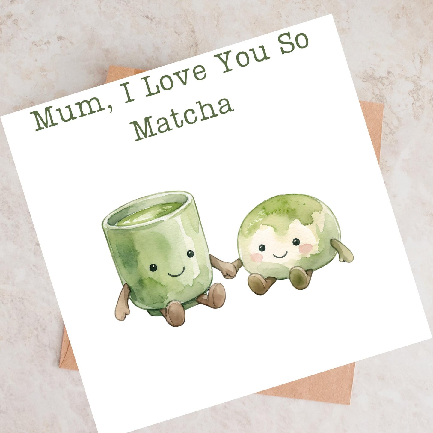 Matcha Mom Card, Watercolor Tea Lover's Greeting Card
